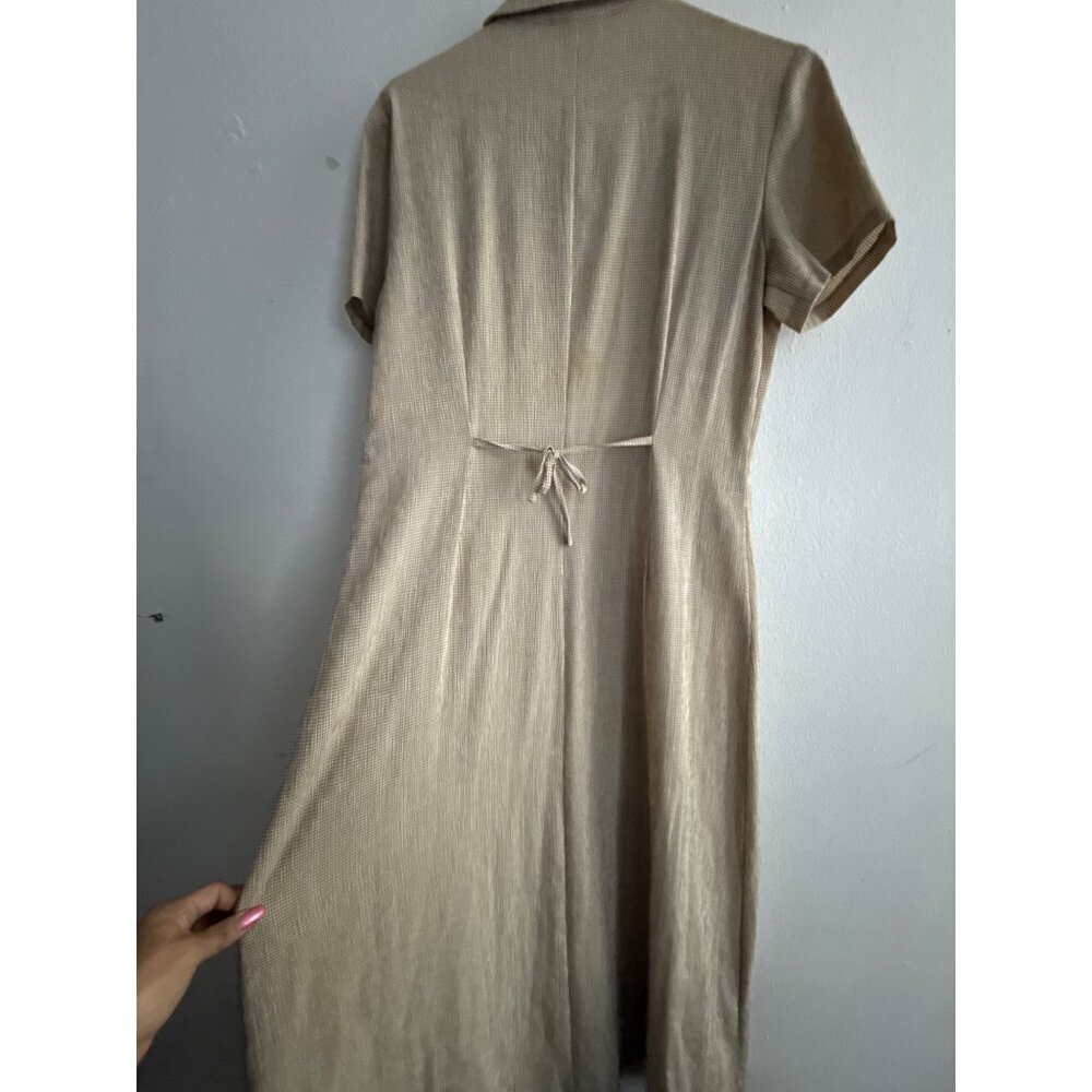 Vintage Sarah Chapman Maxi Gingham Modest Button Up Tie - Back Dress Size 12 - Picture 9 of 15